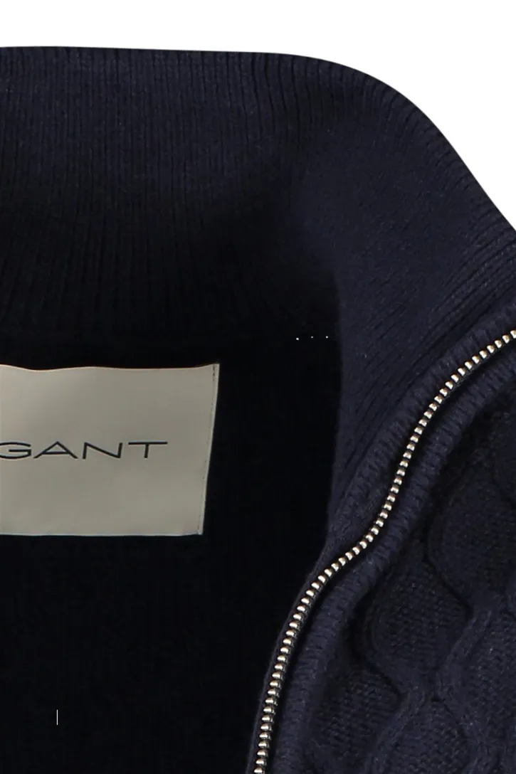 Gant vest opstaande kraag wol donkerblauw