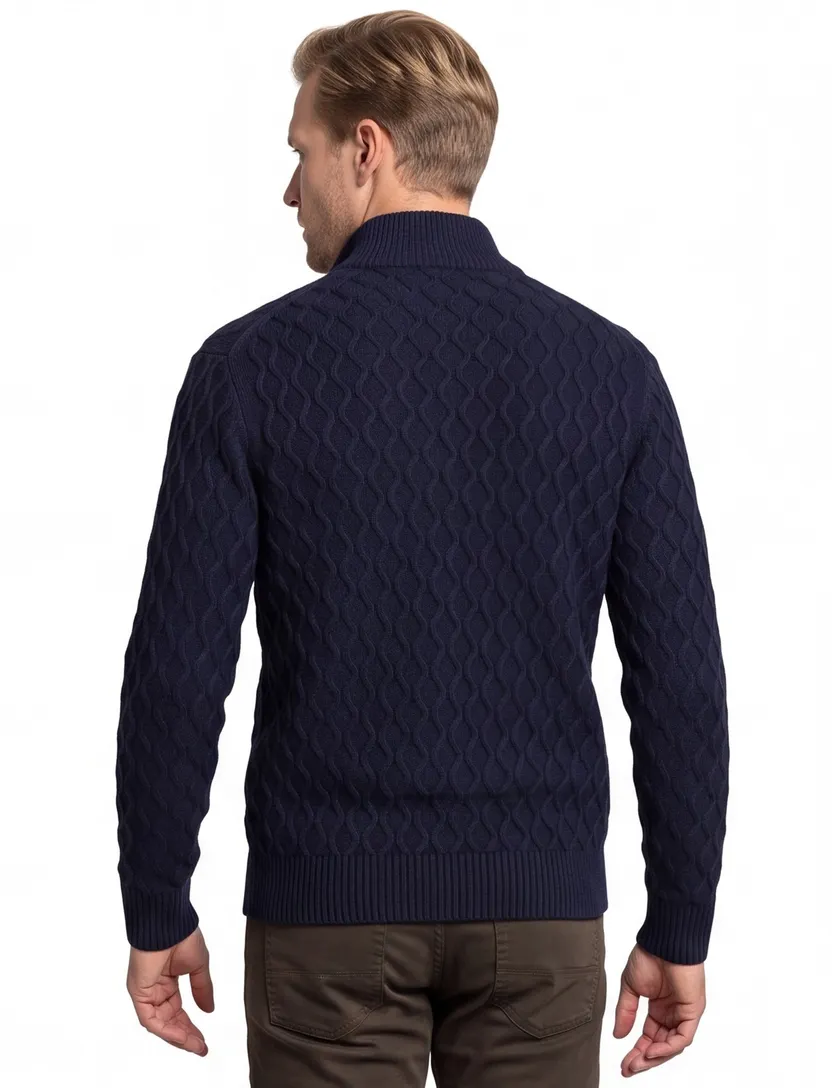 Gant vest opstaande kraag wol donkerblauw