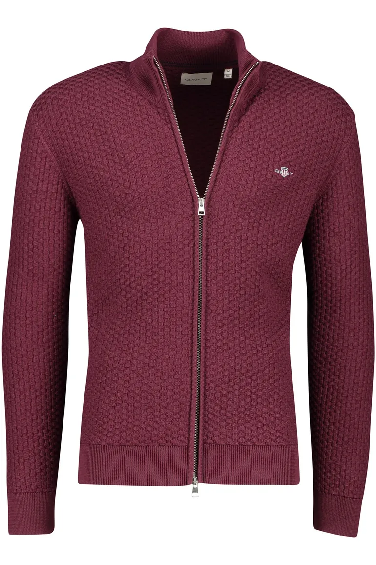 Gant vest opstaande kraag katoen bordeaux