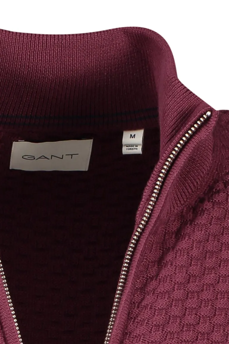 Gant vest opstaande kraag katoen bordeaux