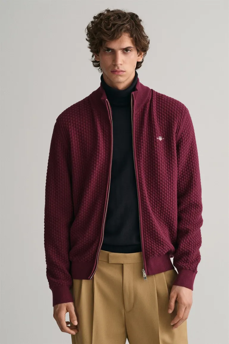 Gant vest opstaande kraag katoen bordeaux
