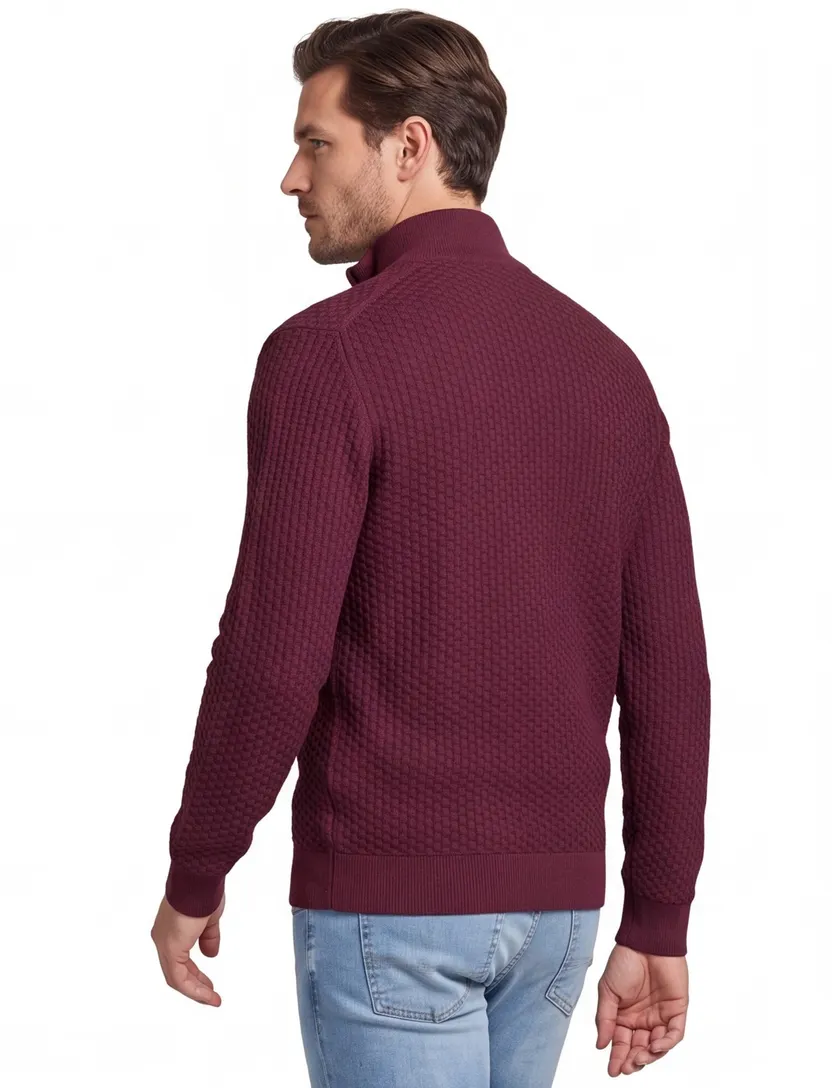 Katoenen Gant vest opstaande kraag bordeaux
