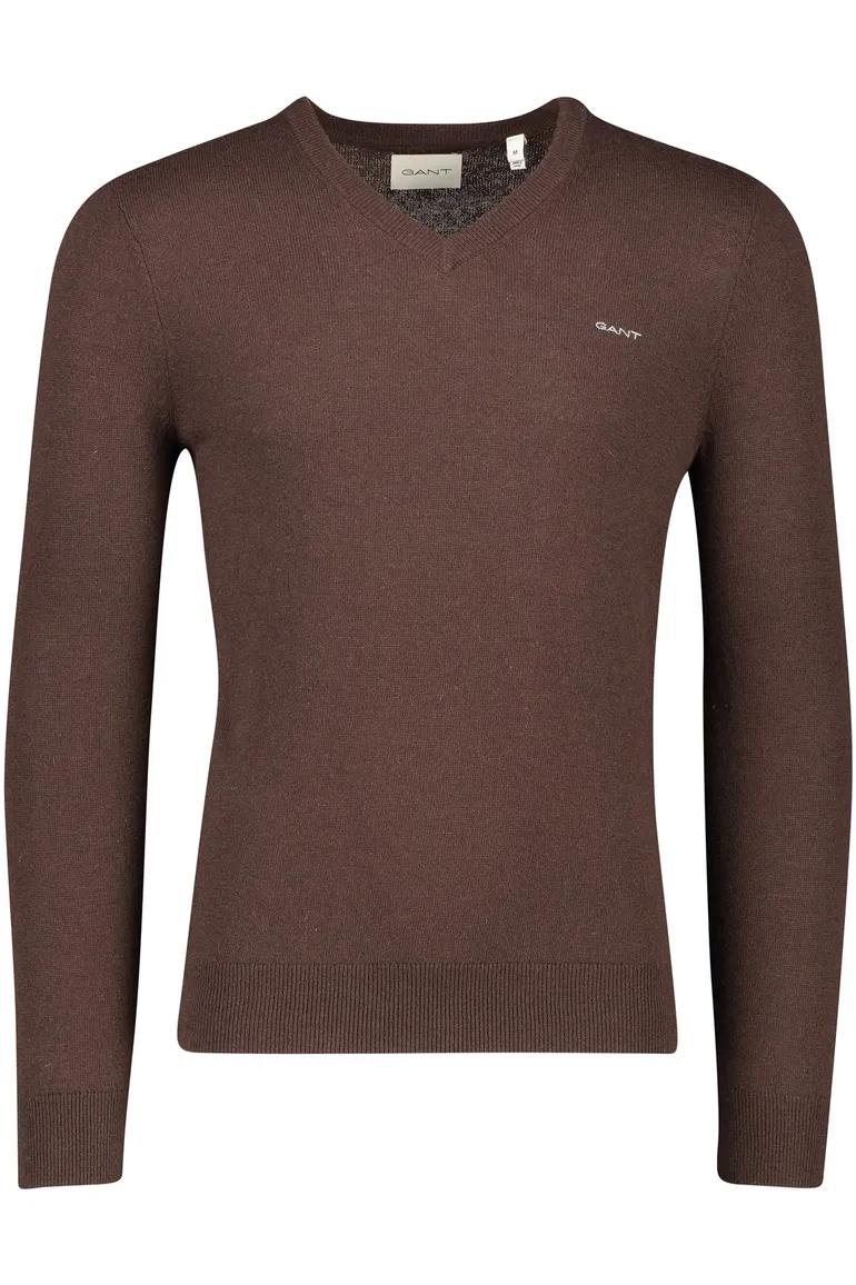 Gant bruine trui lamswol v-hals
