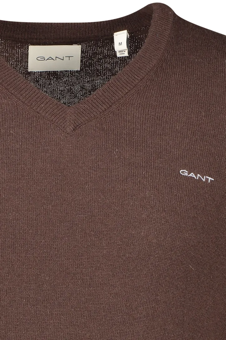 Gant lamswol trui bruin v-hals