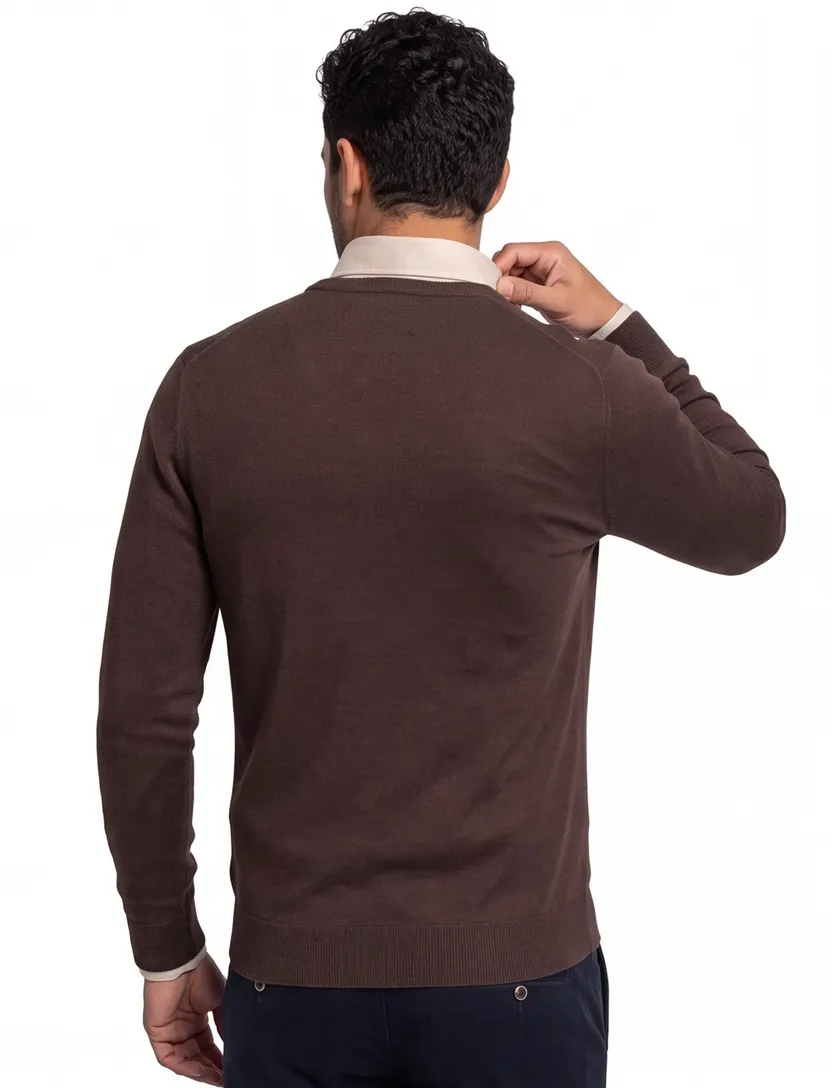 Gant lamswol trui bruin v-hals