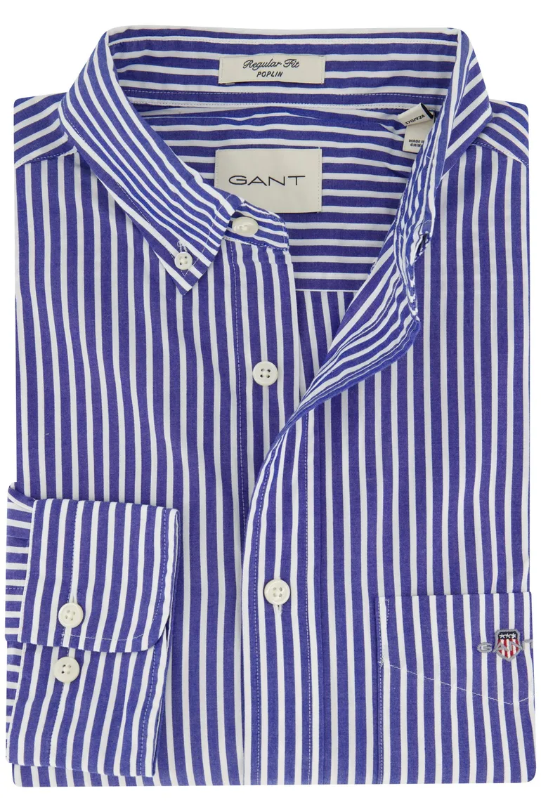 Gant casual gestreept overhemd normale fit blauw katoen
