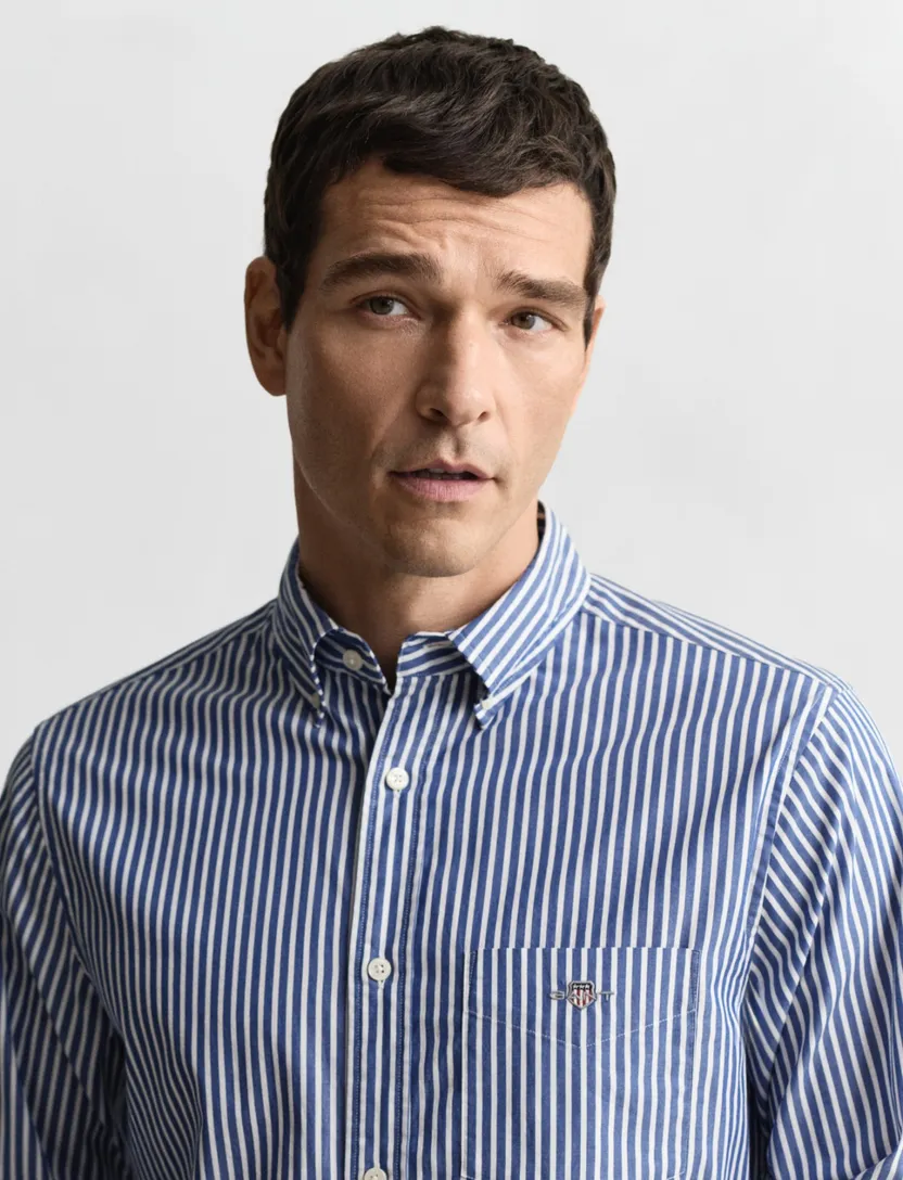Katoenen Gant casual overhemd normale fit blauw gestreept