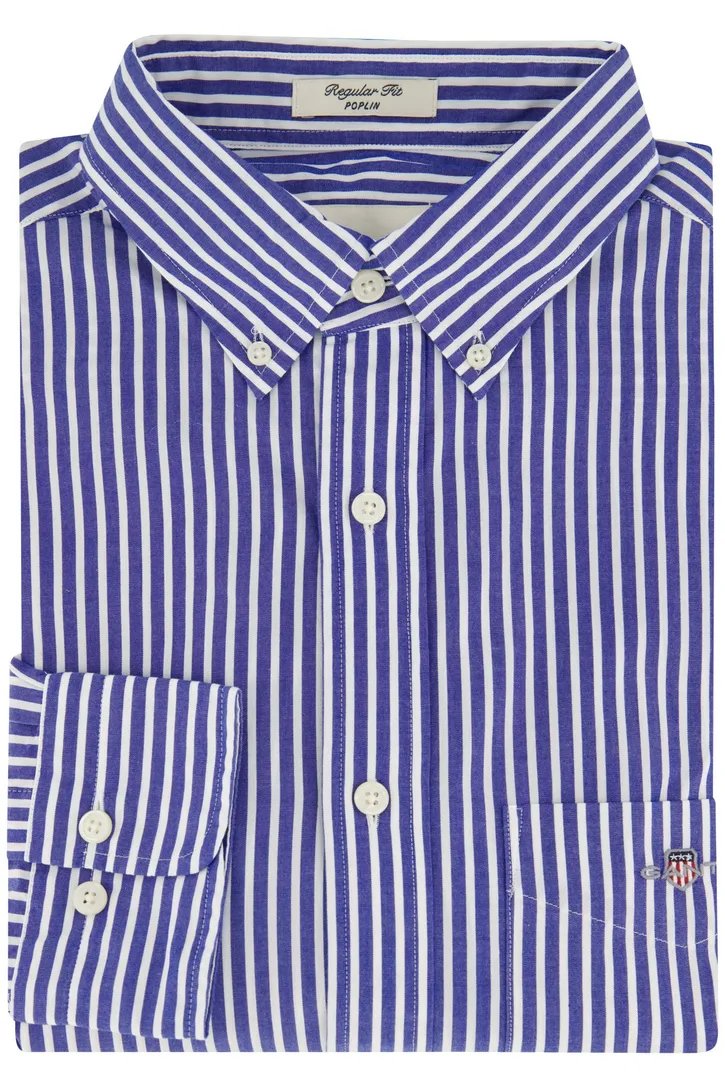 Katoenen Gant casual overhemd normale fit blauw gestreept