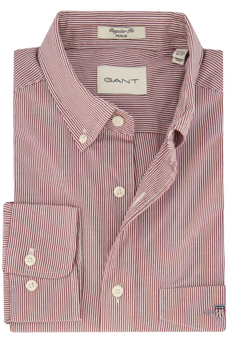 Gant casual bordeaux overhemd normale fit gestreept katoen