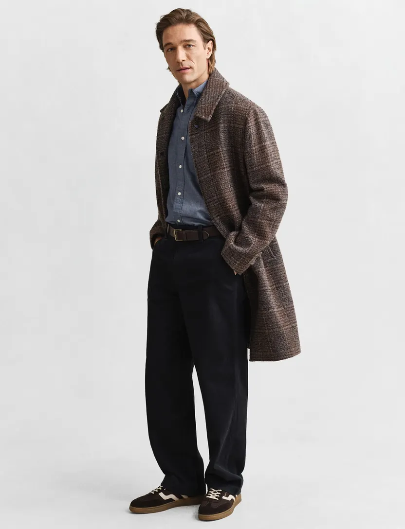 Gant casual overhemd Regular Fit blauw effen katoen witte knopen