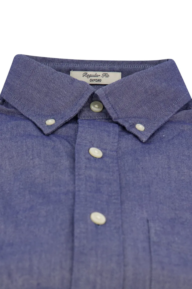 Gant casual overhemd Oxford blauw effen katoen