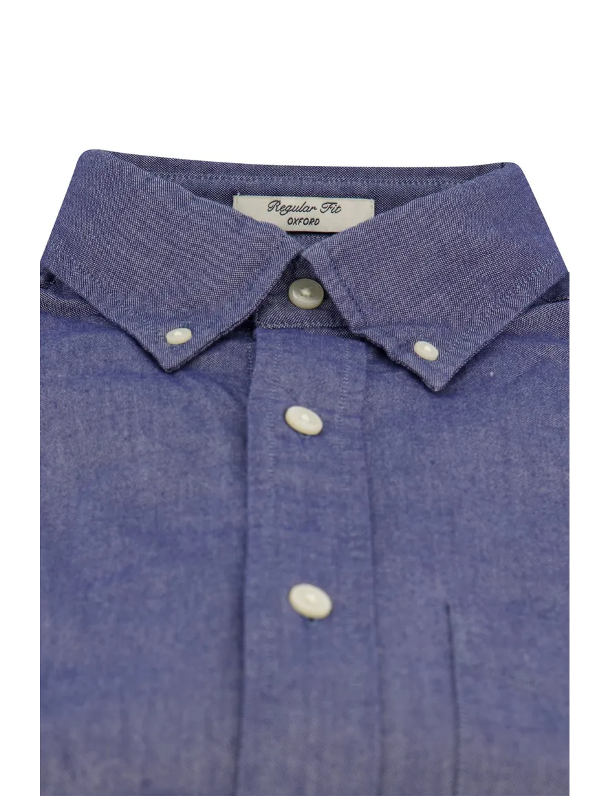 Gant casual overhemd Oxford blauw effen katoen