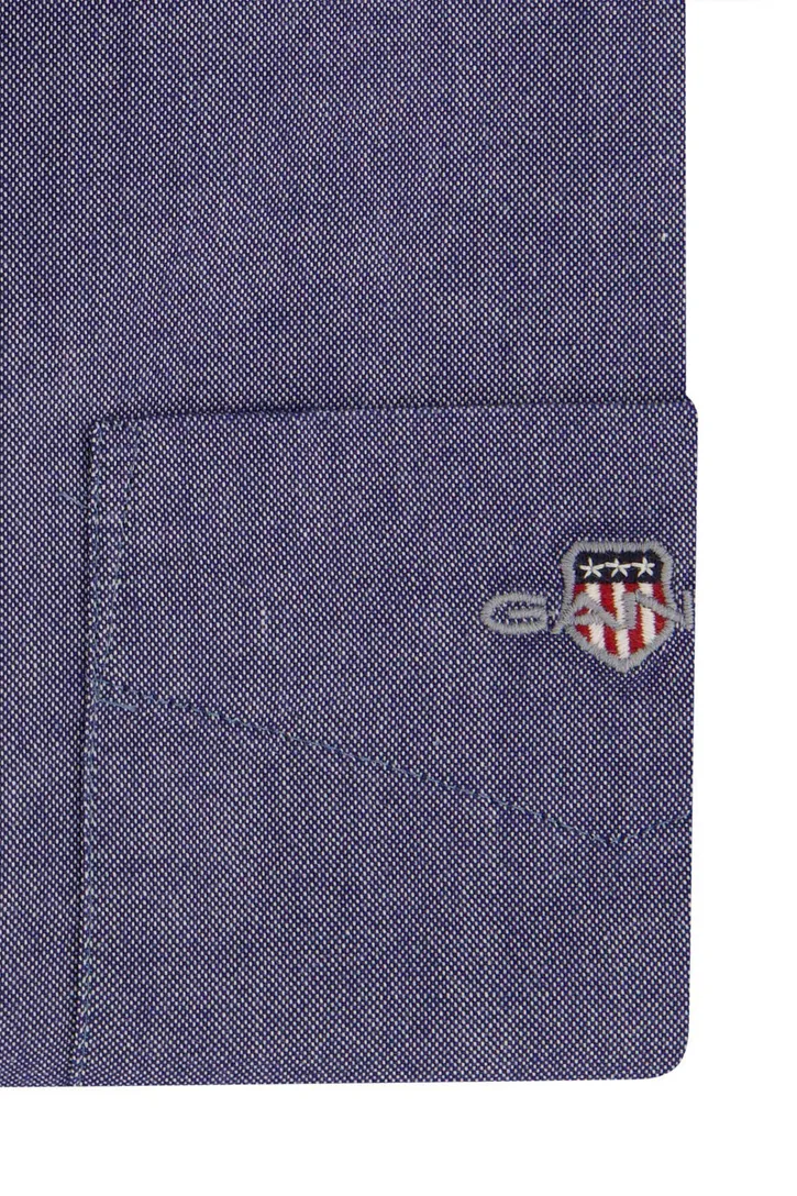 Gant casual overhemd Regular Fit blauw effen katoen witte knopen