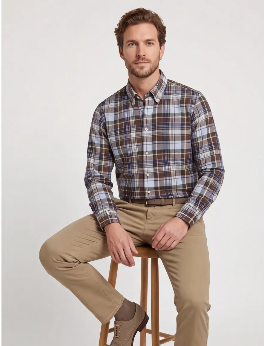 Gant overhemd bruin Regular fit
