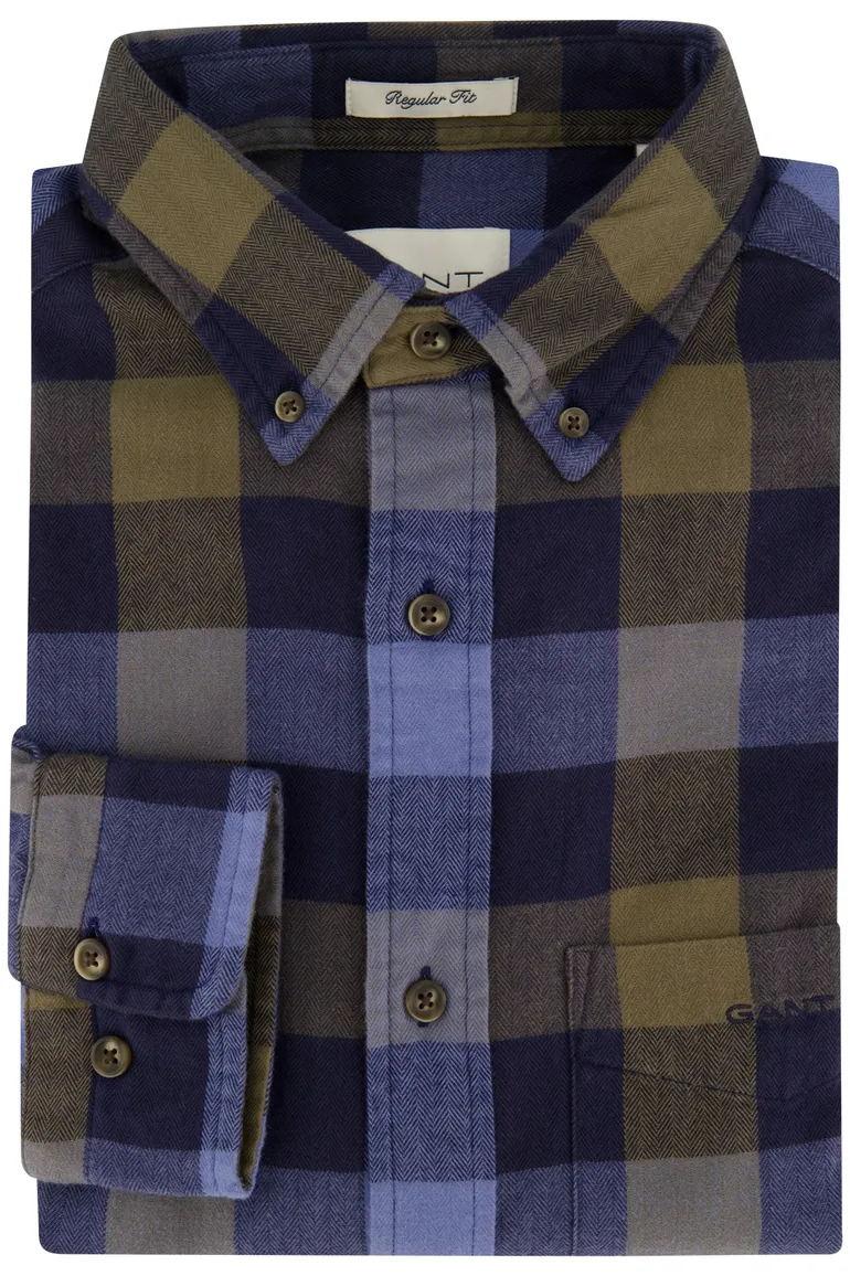 Gant overhemd donkerblauw geel geruit button-down