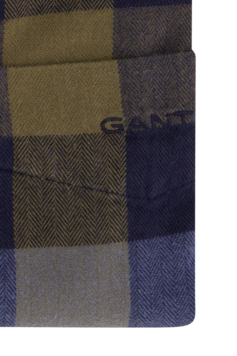 Gant overhemd donkerblauw geel geruit button-down
