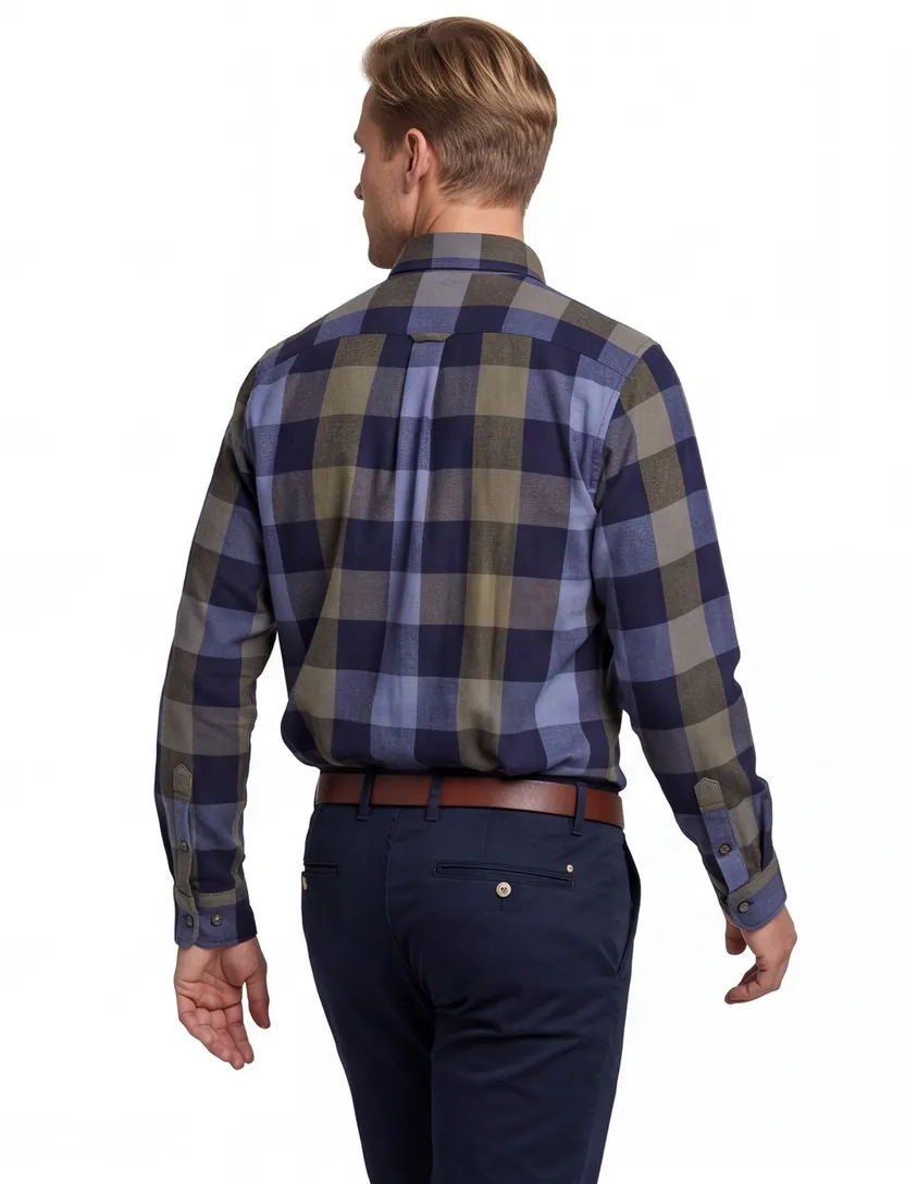 Gant casual blauw geruit overhemd regular fit katoen