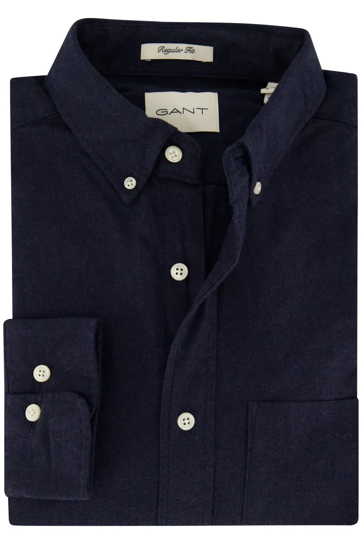 Gant casual heren overhemd regular fit donkerblauw katoen