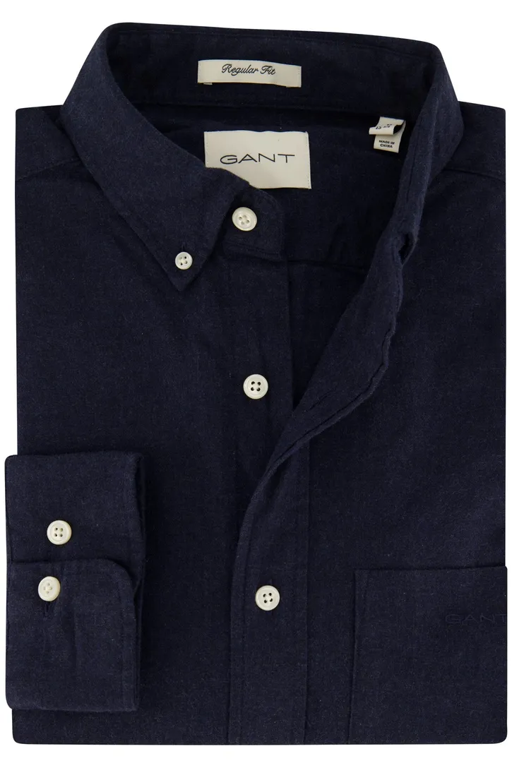 Gant casual heren overhemd regular fit donkerblauw katoen