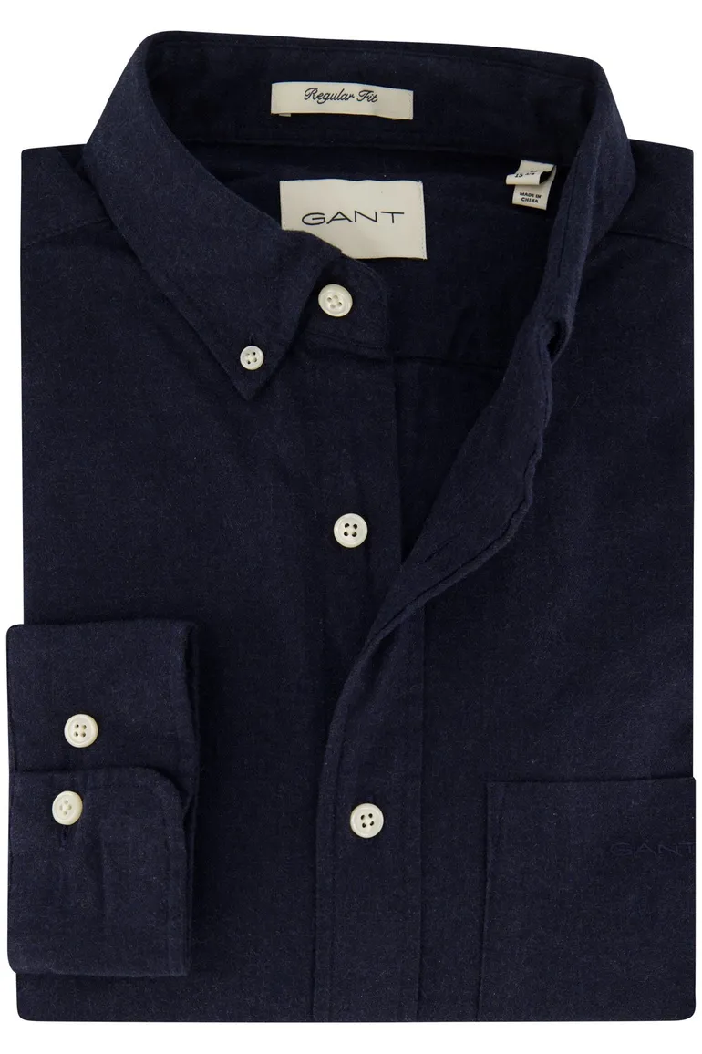 Gant overhemd donkerblauw borstzak button-down