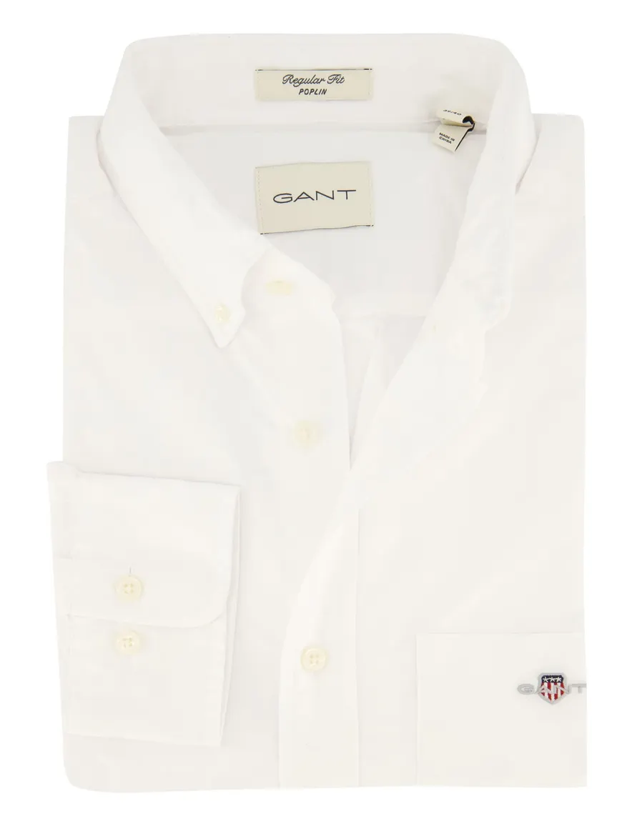 Overhemd Gant casual Regular Fit normale fit wit effen
