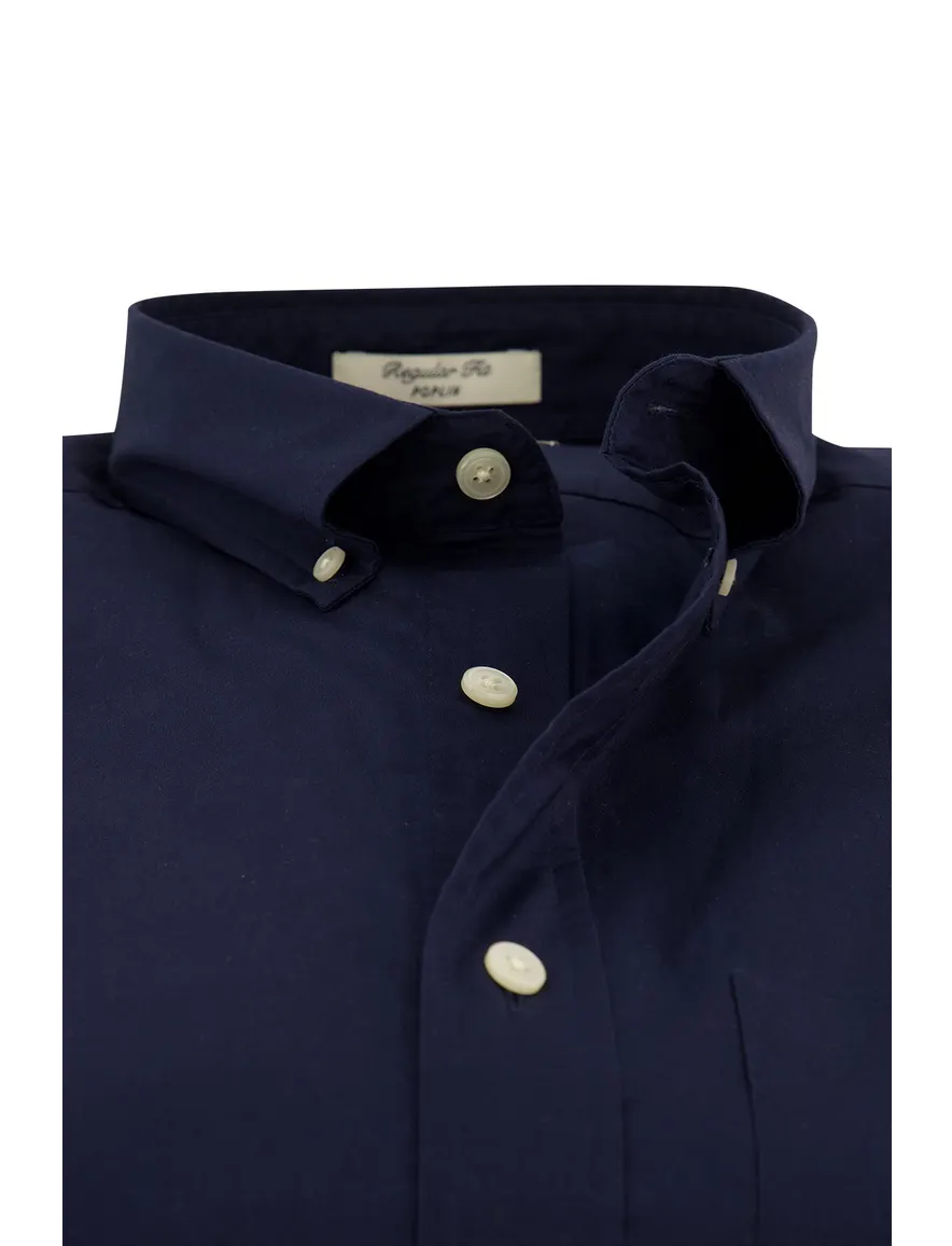 Gant casual overhemd normale fit donkerblauw effen