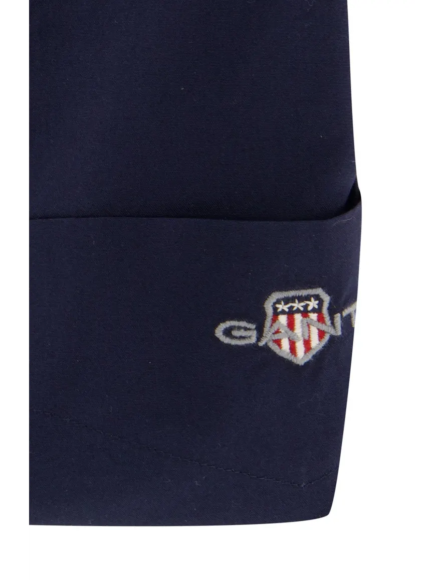 Gant casual overhemd normale fit donkerblauw effen
