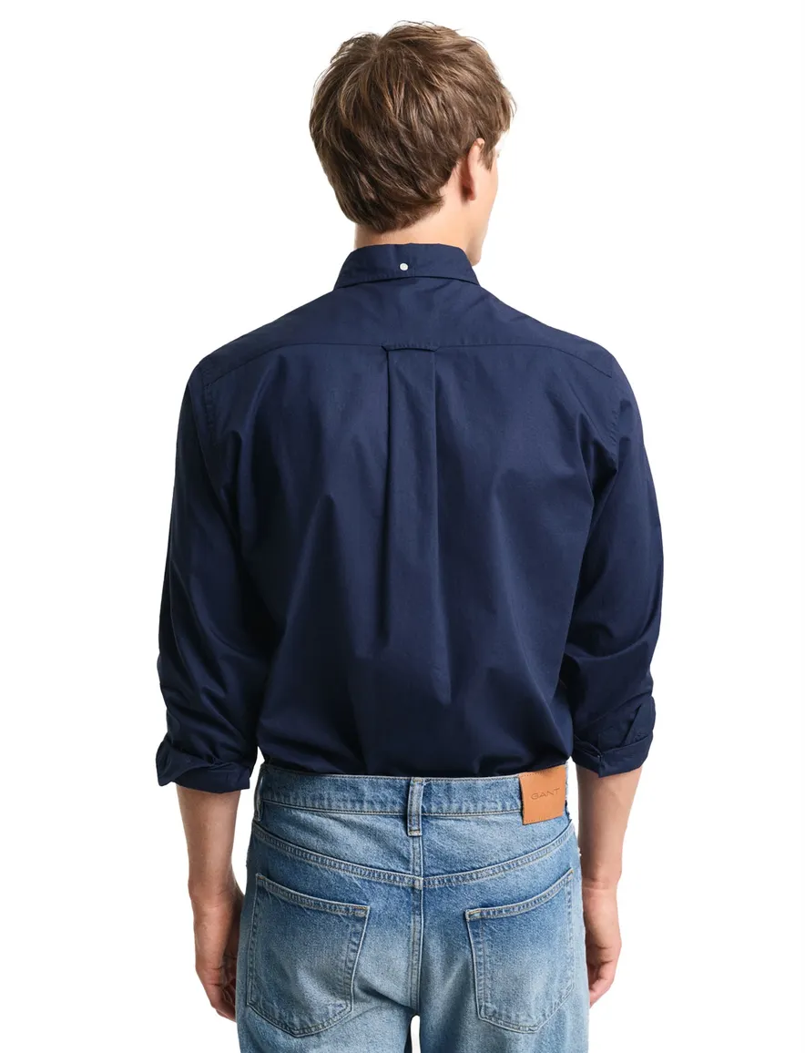 Gant casual overhemd normale fit donkerblauw effen