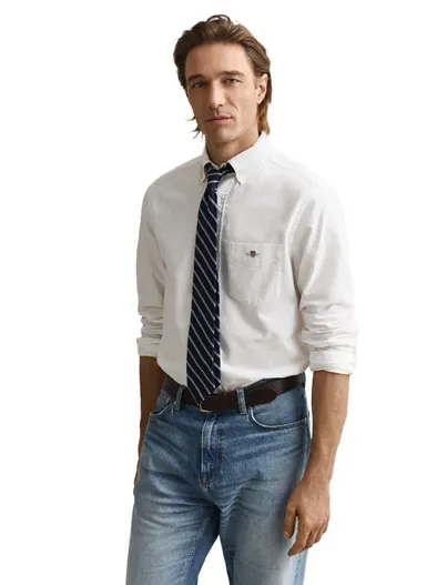 Gant Gant casual overhemd Regular Fit wit effen