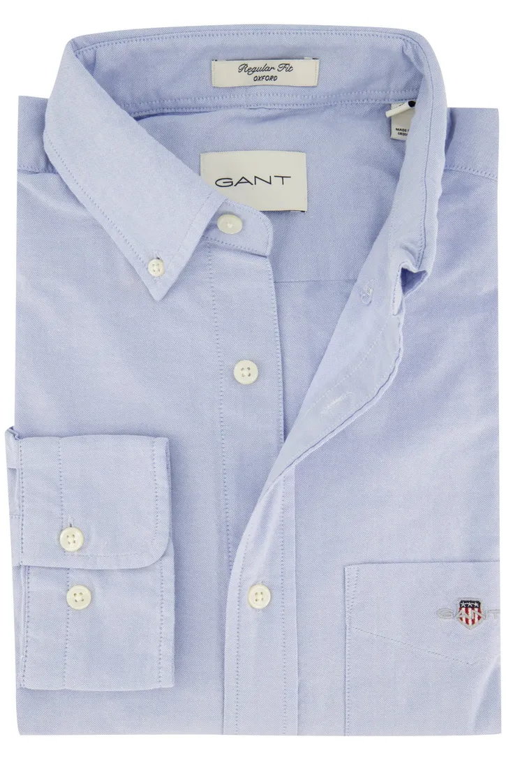 Gant casual overhemd Regular Fit lichtblauw effen katoen