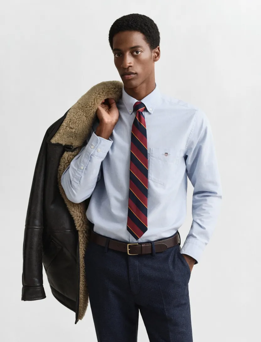 Gant casual overhemd Regular Fit lichtblauw effen katoen