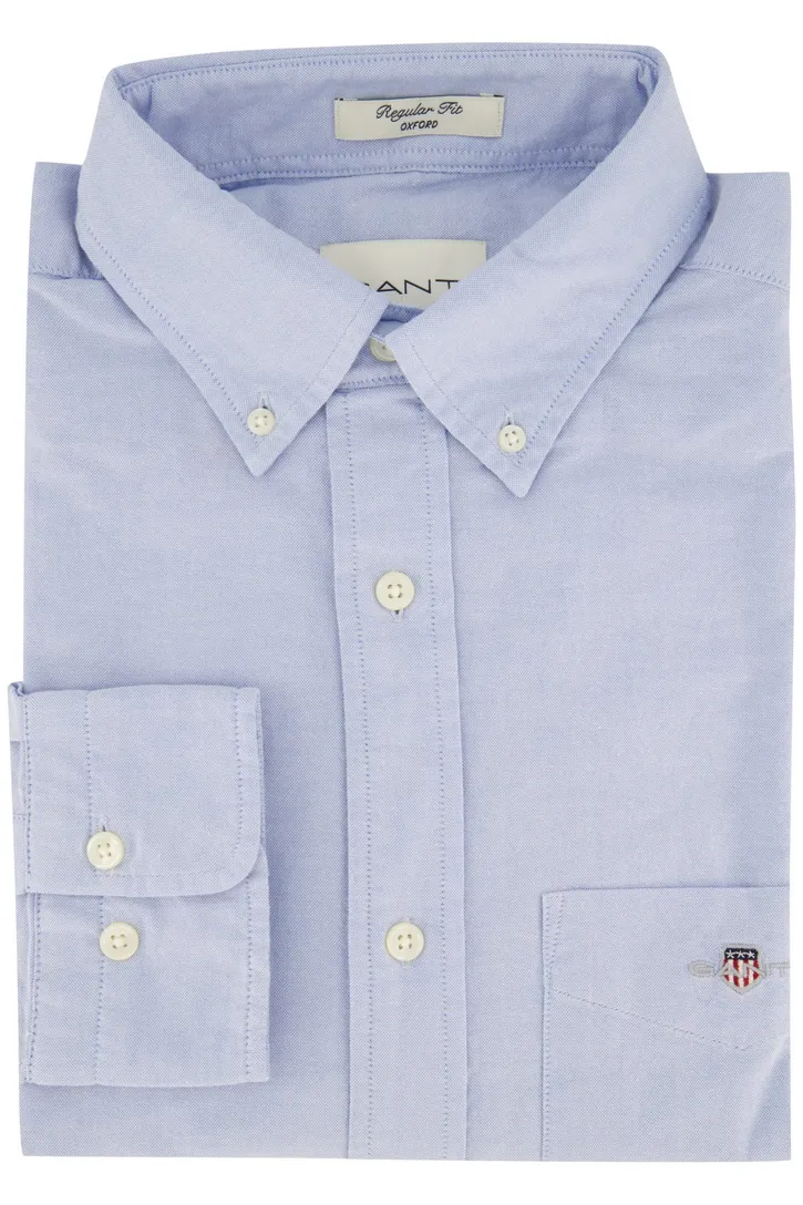 Gant casual overhemd Regular Fit lichtblauw effen katoen