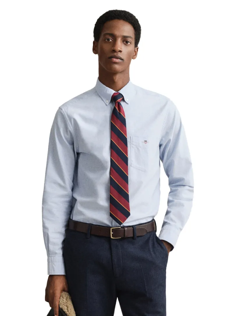Gant casual overhemd Regular Fit lichtblauw effen katoen