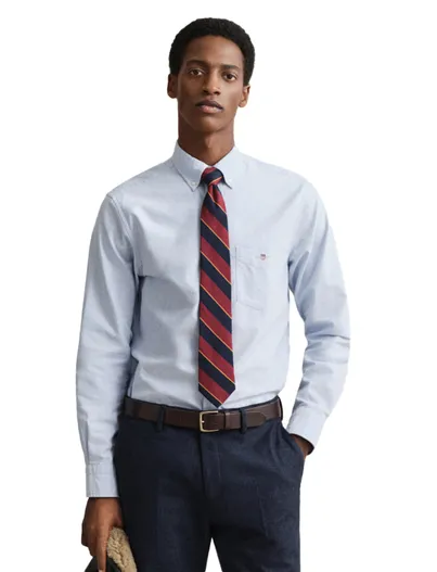 Gant Gant casual overhemd Regular Fit lichtblauw effen met borstzak