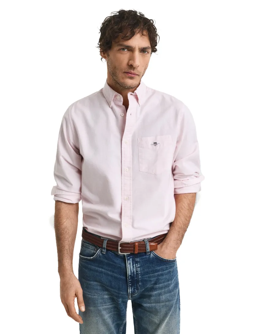 Gant casual overhemd Regular Fit lichtroze effen met borstzak