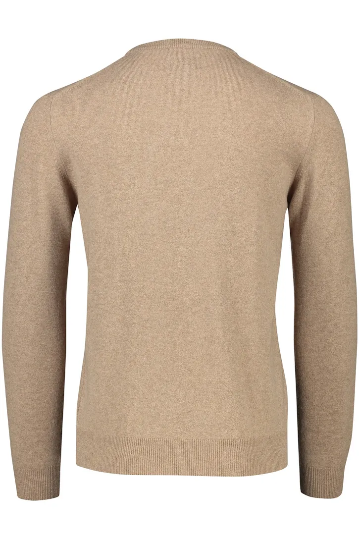 Gant trui v-hals beige effen lamswol met logo