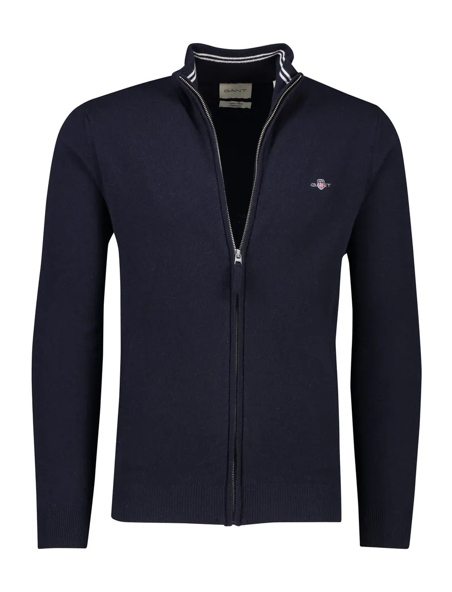 Gant vest opstaande kraag navy rits uni lamswol