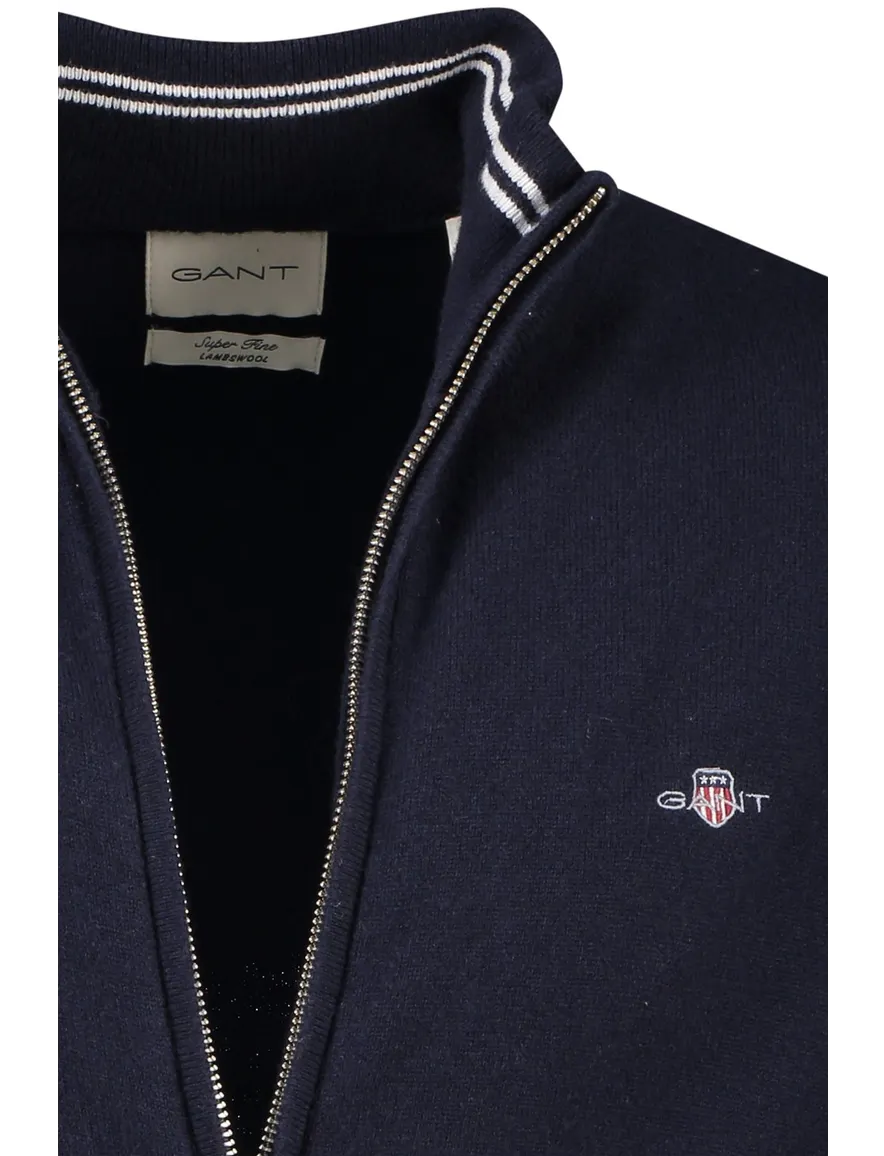 Gant vest opstaande kraag navy rits uni lamswol