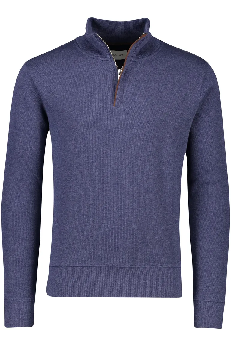 Gant katoenen trui opstaande kraag blauw