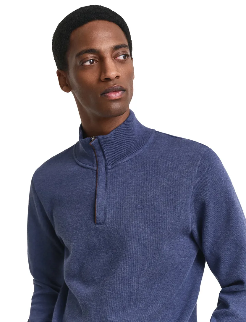 Gant trui opstaande kraag katoen blauw