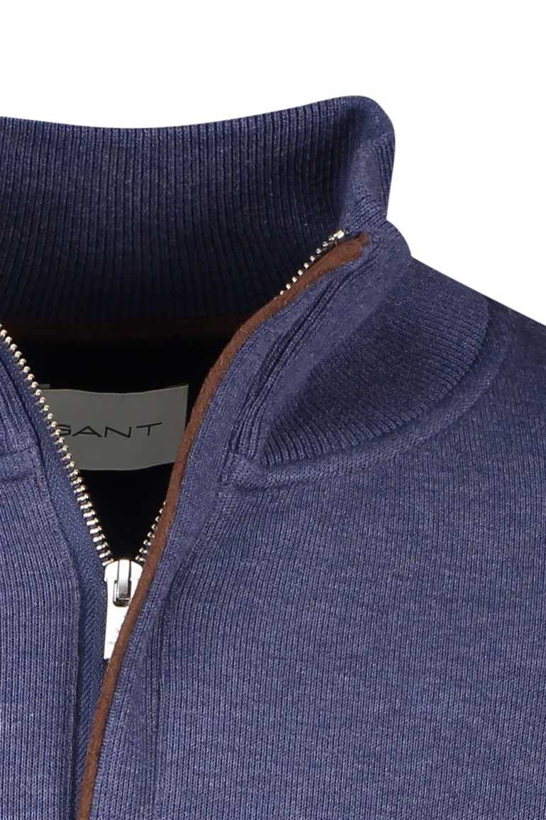 Gant katoenen trui opstaande kraag blauw