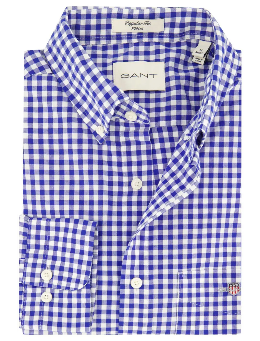 Gant casual geruit overhemd normale fit blauw katoen