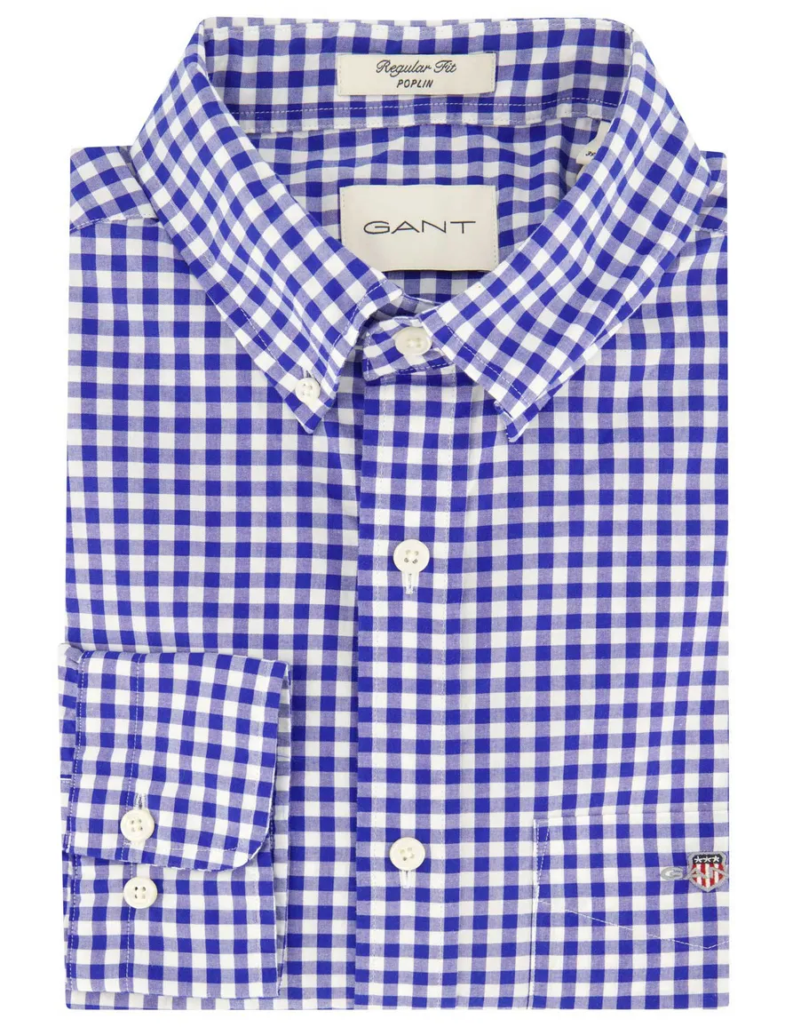 Gant casual geruit overhemd normale fit blauw katoen