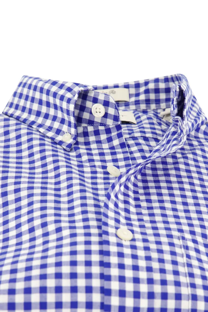 Gant casual overhemd normale fit blauw geruit