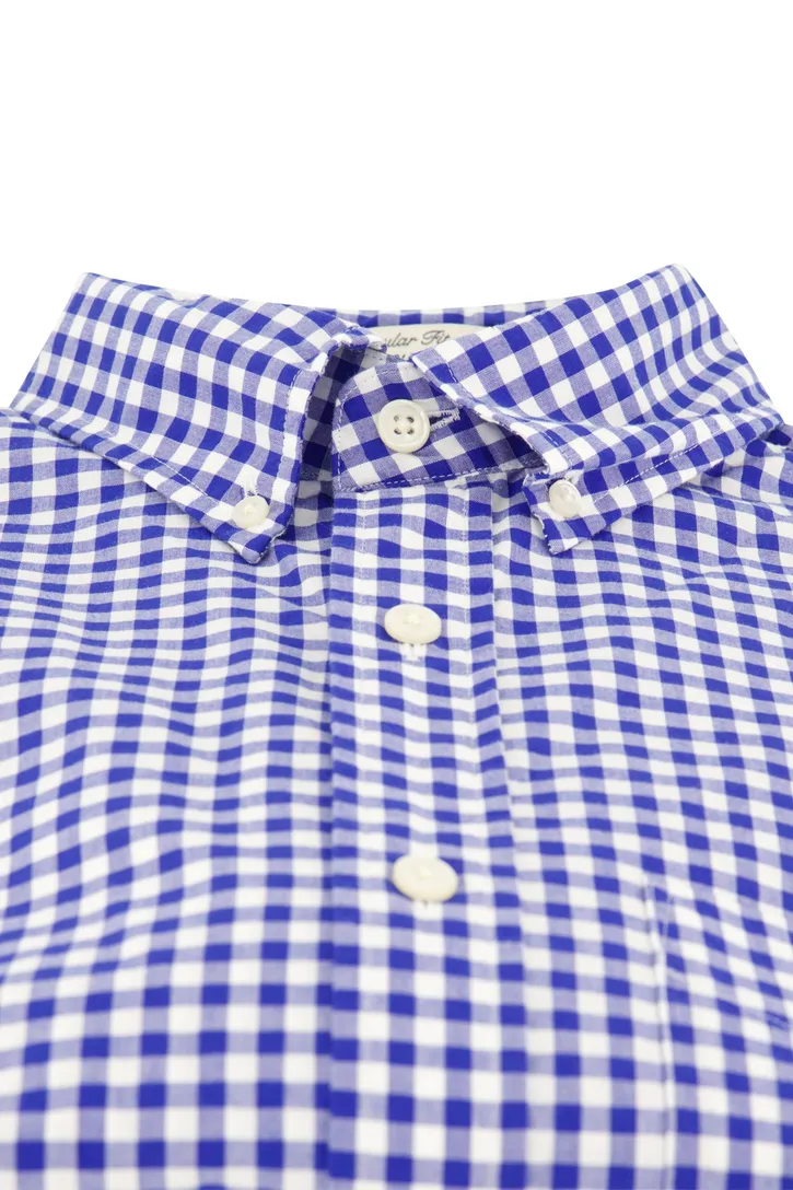 Gant casual overhemd normale fit blauw geruit