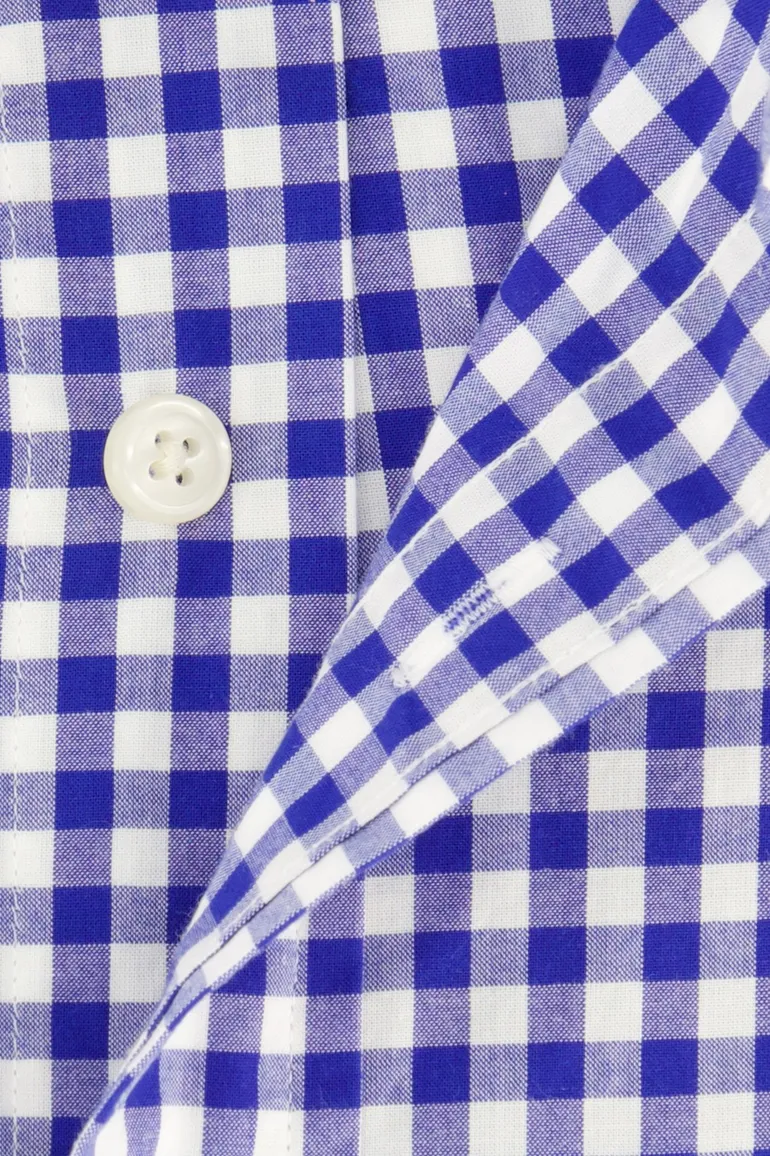 Gant Poplin overhemd blauw geruit borstzak