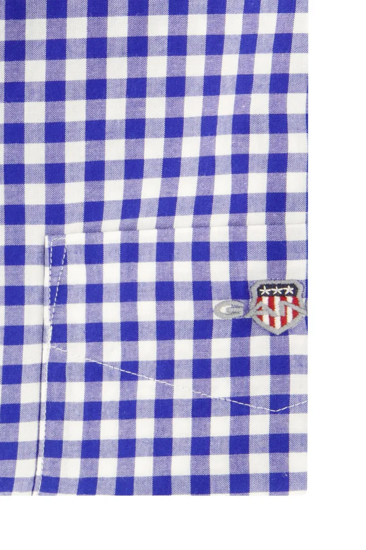 Gant casual overhemd normale fit blauw geruit