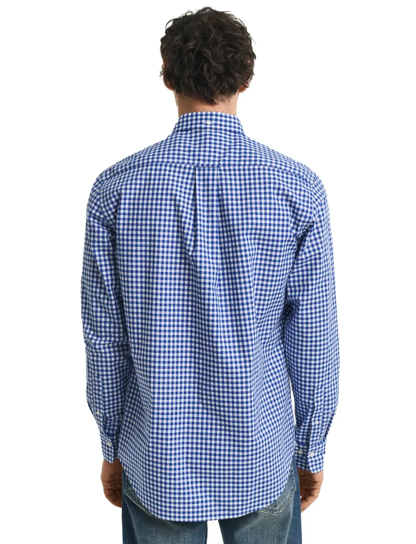 Gant casual overhemd normale fit blauw geruit