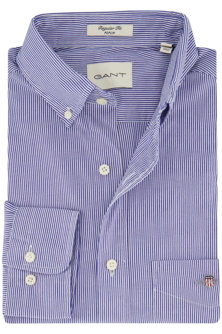 Katoenen Gant casual overhemd normale fit lichtblauw gestreept