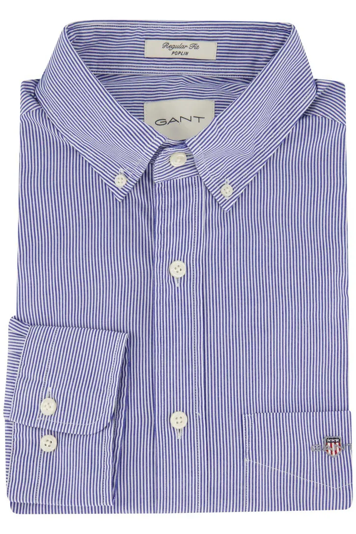 Katoenen Gant casual overhemd normale fit lichtblauw gestreept